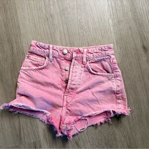 Zara Pink Distressed Denim Cutoff Shorts